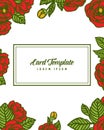 Vector illustration beautiful red rose wreath frame with writing of card template Royalty Free Stock Photo