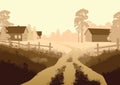 Vector illustration of a beautiful village