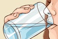 Vector illustration of a beautiful woman drinking water