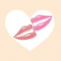 18+.Vector illustration of beautiful womans lips on polka dot background. Symbol of LGBTQ pride