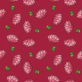 beauty chrysanthemum flower red pink repeat seamless pattern doodle cartoon style wallpaper Royalty Free Stock Photo