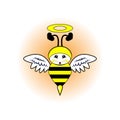 Vector illustration of bee with angel wings and lightning mustache Royalty Free Stock Photo
