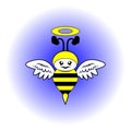 Vector illustration of bee with angel wings and mustache Royalty Free Stock Photo