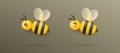 Vector illustration of the bee with transparent wings, glossy cartool icon