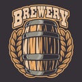 Vector illustration of a beer barrel on dark background Royalty Free Stock Photo