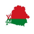 Vector illustration of Belarus flag map. Vector map.