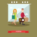 Hotel porter vector illustration in flat style