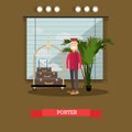 Hotel porter vector illustration in flat style