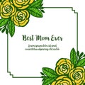 Vector illustration best mom with yellow rose flower frames isolated on white backdrop Royalty Free Stock Photo