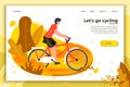 Vector illustration - bicycle riding man in park