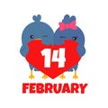 Vector Illustration of Big Heart and Love Birds Royalty Free Stock Photo