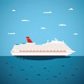 Vector illustration of big sea cruise liner in modern flat style Royalty Free Stock Photo