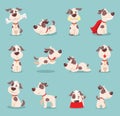 Set of cute and funny cartoon little dogs-pupies