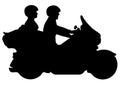 Couple Riding Motorcycle Silhouette Vector Illustration Royalty Free Stock Photo