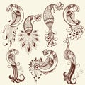 Vector illustration of bird mehndi ornament. Traditional indian style, ornamental floral elements for henna tattoo