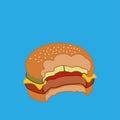 Funny and delicious bite burger logo cartoon for company organization an business in soft background