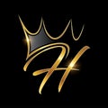 Gold Monogram Crown Logo Initial Letter H Royalty Free Stock Photo