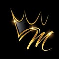 Gold Monogram Crown Logo Initial Letter M
