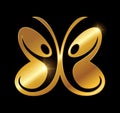 Golden Butterfly People Logo Vector Icon Royalty Free Stock Photo