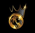 Golden Lion Head with Crown Logo Vector Icon Royalty Free Stock Photo