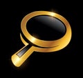 Golden Magnifying Glass Vector Icon