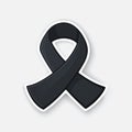 Vector illustration. Black color ribbon, international symbol of melanoma and skin cancer awareness.