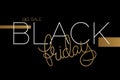 Vector illustration of black friday banner with hand lettering golden word - friday. big sale advertising