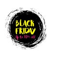 Vector illustration for Black Friday in grunge style. Ink splash concept. Design template for poster, banner, flayer Royalty Free Stock Photo