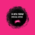 Vector illustration for Black Friday in grunge style. Ink splash concept. Design template for poster, banner, flayer Royalty Free Stock Photo