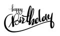 Vector illustration: Black Handwritten lettering Happy Birthday isolated on white background. Calligraphy Royalty Free Stock Photo