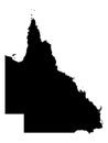 Black Map of the Australian State of Queensland Royalty Free Stock Photo