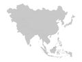 Black Map of Brunei on Gray map of Asia