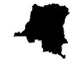 Black Map of Democratic Republic of Congo Royalty Free Stock Photo