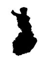 Black map of Finland on white background Royalty Free Stock Photo