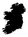 Black map of Republic of Ireland on white background