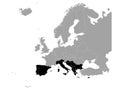 Black map of South Europe on gray Europe map Royalty Free Stock Photo