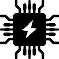 Vector Illustration Black Microchip with Lightning Bolt Symbol for Technology and Electronics Design Royalty Free Stock Photo