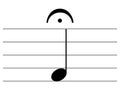 Black music symbol of Fermata or Pause on ledger lines
