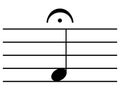 Black music symbol of Fermata or Pause on staff lines
