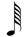 Black music symbol of hundred twenty eighth note