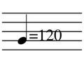 Black music symbol of Metronome mark on staff lines