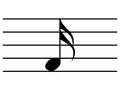 Black music symbol of sixteenth note on staff lines