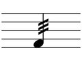 Black music symbol of Tremolo on staff lines