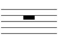 Black music symbol of Whole note rest on staff lines