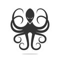 Vector illustration of a black octopus on a white background. Royalty Free Stock Photo