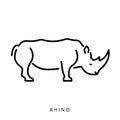 Vector illustration black outline african safari animal rhinoceros icon Royalty Free Stock Photo