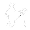 Vector illustration of black outline India map
