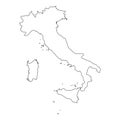 Vector illustration of black outline Italy map.