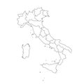 Vector illustration of black outline Italy map.