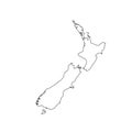 Vector illustration of black outline New Zealand map. Royalty Free Stock Photo